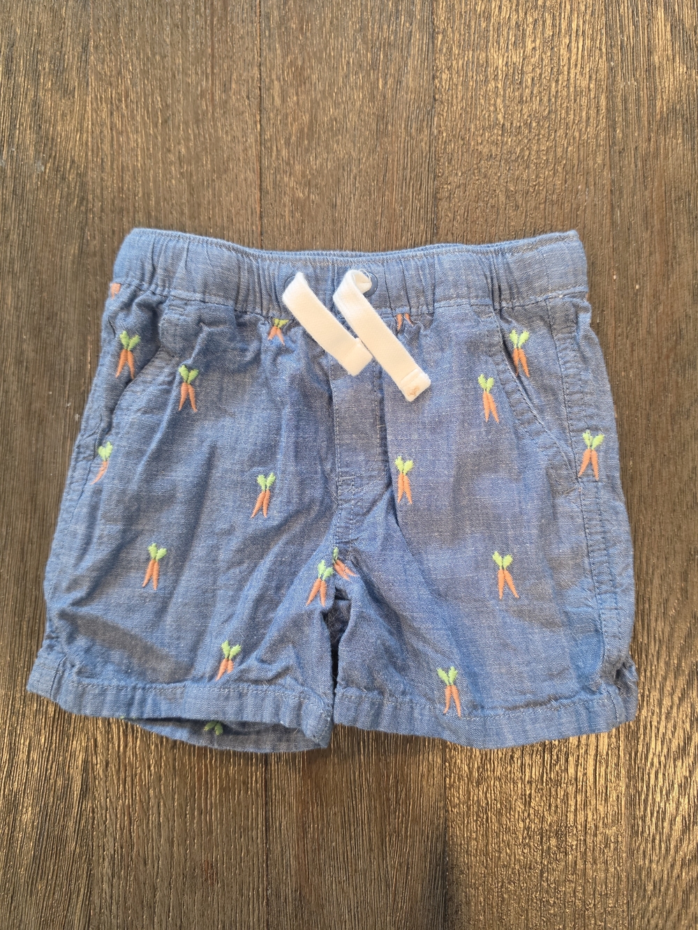 Gymboree Blue Easter Chambray Shorts with Carrot Embroidery